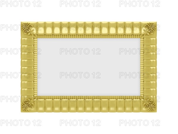 Isolated golden frame over white background