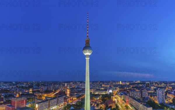 Berlin Germany, night city skyline at Alexanderplatz and Berlin TV Tower