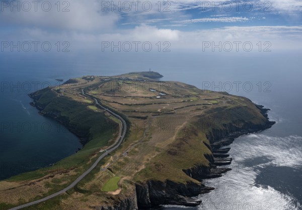 An aerial view of the Old Head of Kinsale in County Cork of western Ireland