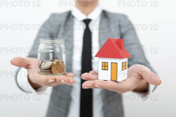 Real Estate Agent Selling New Property, Architect Giving House Building Tip