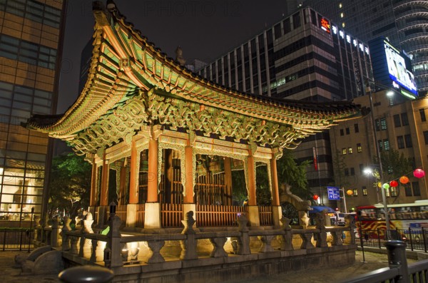 Central seoul in south korea at night