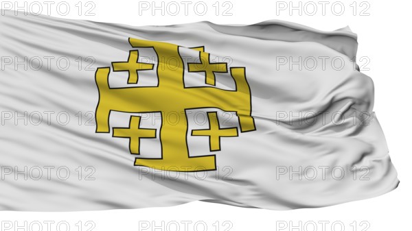 Jerusalem Cross Isolated Flag With White Background