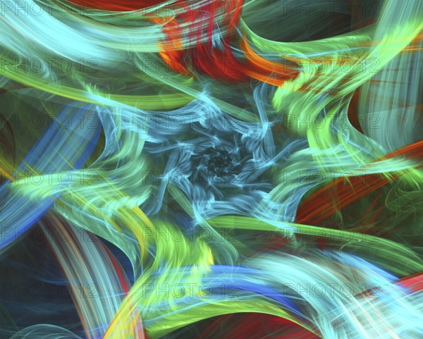 An abstract fractal background - colourful curved strokes