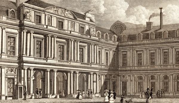 Palais du Duc D'Orleans, Paris, antique steel engraved print, 1831