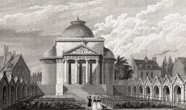 The Chapelle expiatoire, Paris, antique steel engraved print, 1831