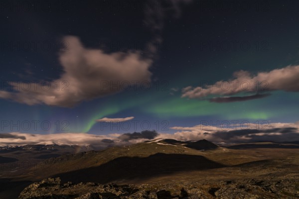 Northern Lights (Aurora borealis), Rapadalen, Sarek National Park, Laponia World Heritage Site, Norrbotten, Lapland, Sweden, September 2015, Europe
