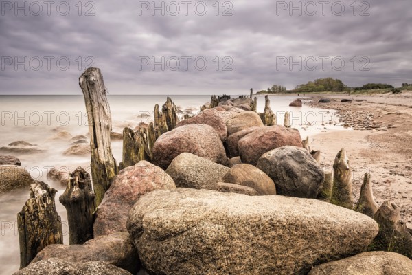 Groynes on the coast of the Baltic Sea near Kühlungsborn