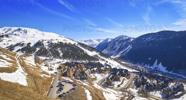Baqueira Beret in Lerida Catalonia ski spot resort in Aran Valley of Pyreness Spain
