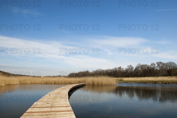Wooden platforms in nature water lake