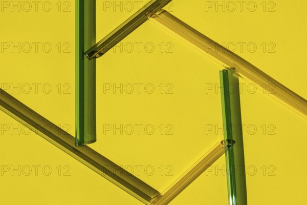 Reusable glass Straws on colorful background Eco-Friendly Drinking Straw Set with cleaning brush Reusable Comfortable Rounded tip Drinking Straw. Zero waste, plastic free concept. Sustainable lifestyle. Copy space for text