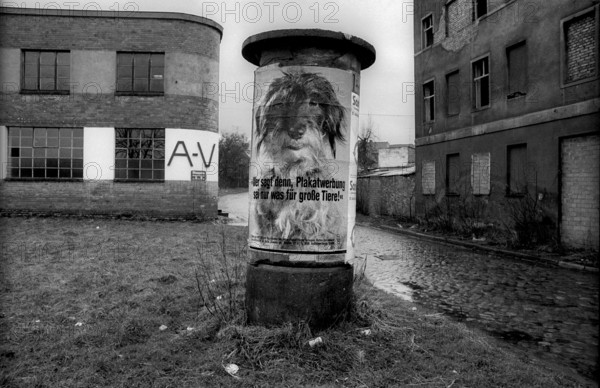 Germany, Eberswalde, 25 March 1992, advertising pillar), Europe