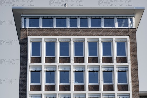 Facade of an modern large house, wall with windows