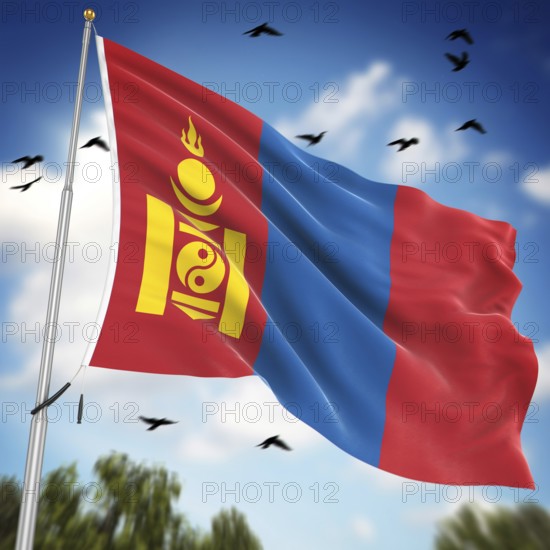 Flag of Mongolia, This is a computer generated and 3d rendered image