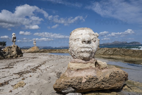The wound, outdoor sculptures by Joan Bennàssar, sculpture by Joan Bennàssar, Can Picafort, municipality of Santa Margalida, Mallorca, Spain, Europe