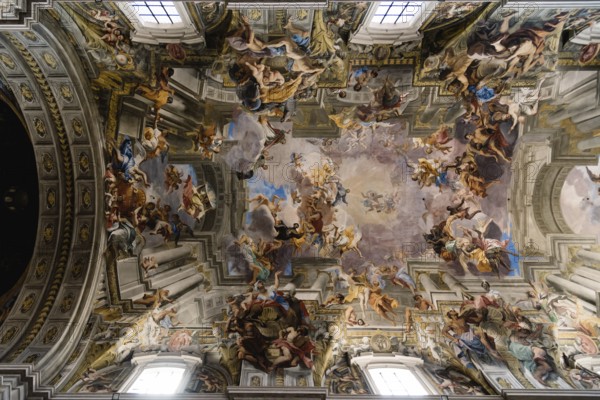 Rome, Italy, August 18, 2016: Interior view of church of St. Ignatius of Loyola. It is a Roman Catholic titular church dedicated to Ignatius of Loyola, the founder of the Society of Jesus. Built in Baroque style, Europe