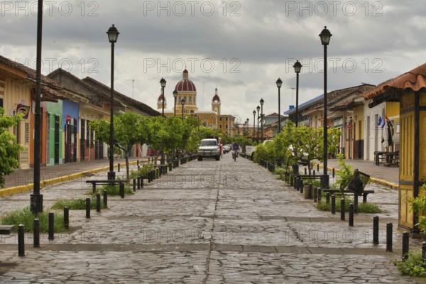 Granada, Nicaragua, October 2014: View on Calle La Calzada in Granada, Nicaragua, Central America