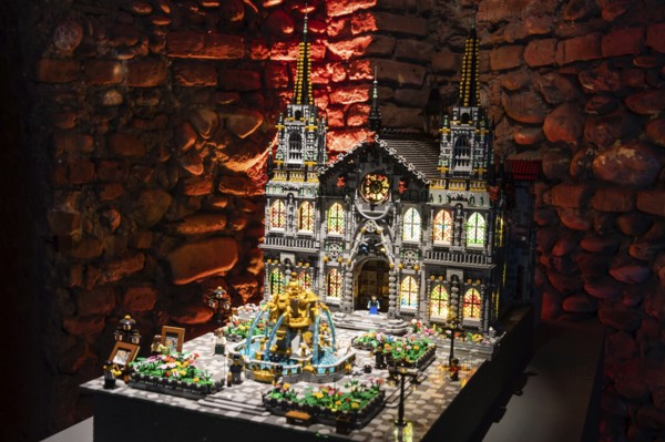 Turin, Italy, October 2022: cathedral made of colorful plastic building blocks, fun and education, Europe