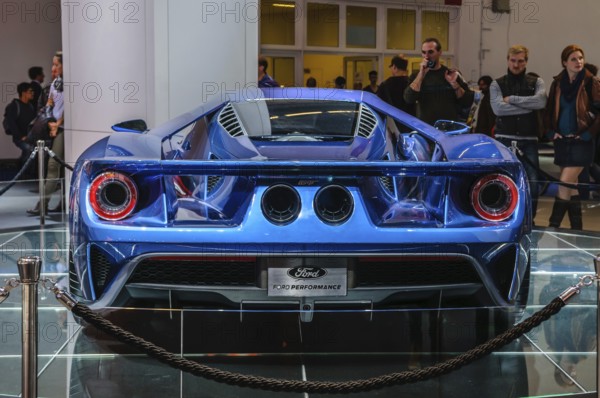 FRANKFURT - SEPT 2015: Ford GT supercar concept presented at IAA International Motor Show on September 20, 2015 in Frankfurt, Germany, Europe