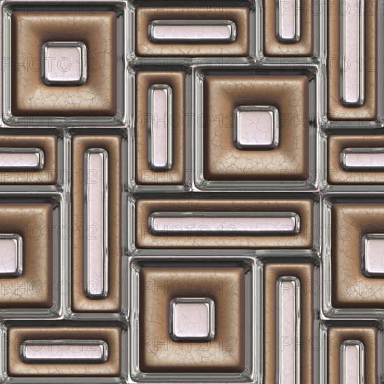 Brown leather and glass 3d seamless tile pattern background