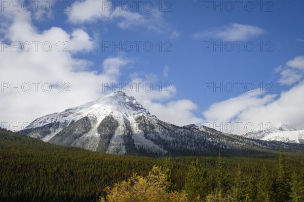 Beautiful autumn landscape scene in mountain in background in National Parkwest Canada
