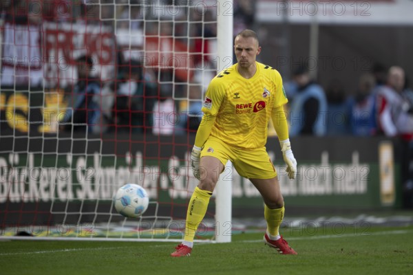 (DFL/DFB REGULATES PROHIBIT ANY USE OF PHOTOGRAPHS AS IMAGE SEQUENCES AND/OR QUASI-VIDEO), RheinEnergieStadion, Cologne, North Rhine-Westphalia, Marvin Schwäbe (1.FC Köln, Goalkeeper, #1), 2nd Bundesliga, 1.FC Köln, Fortuna Düsseldorf 1895 on 23/02/2025 at RheinEnergieStadion in Cologne Germany