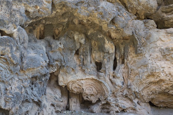 Stone wall, Ayn Sahnawt, Salalah, erosion, Oman, Asia