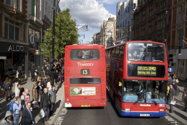 Traffic on Oxford Street, double-decker buses, London