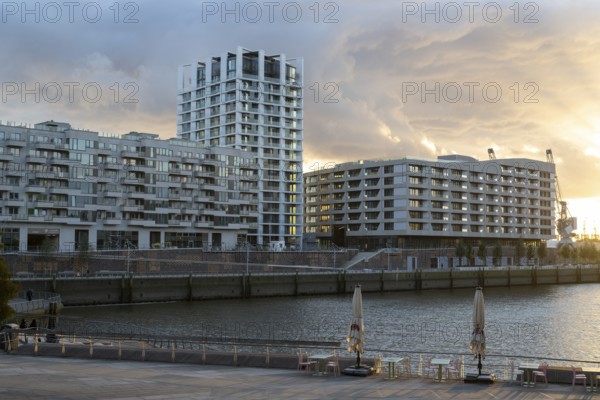Modern residential and commercial building, Strandkai, Überseequartier, Hafencity, Hamburg, Germany, Europe