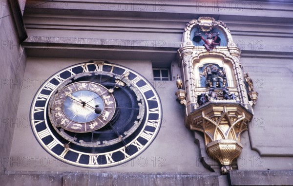 Astrolabe astronomical calendar clock with musical mechanism from 1530, Zytglogge, Bern, Switzerland, Europe 1963, Europe