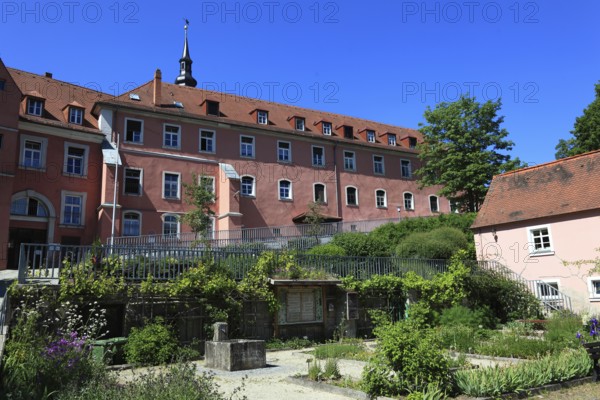 Himmelkron Abbey was a Cistercian abbey from the 13th to the 16th century in Himmelkron, herb garden in the inner courtyard, Kulmbach district, Upper Franconia, Bavaria, Germany, Europe