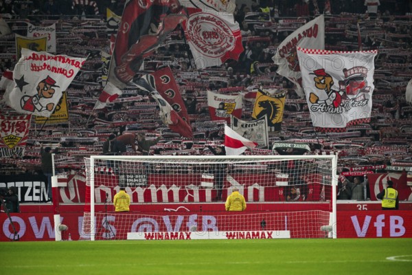 Cannstatter Kurve, VfB Stuttgart, fan block, fans, fan curve, flags, flags, atmosphere, atmospheric, MHPArena, MHP Arena Stuttgart, Baden-Württemberg, Germany, Europe