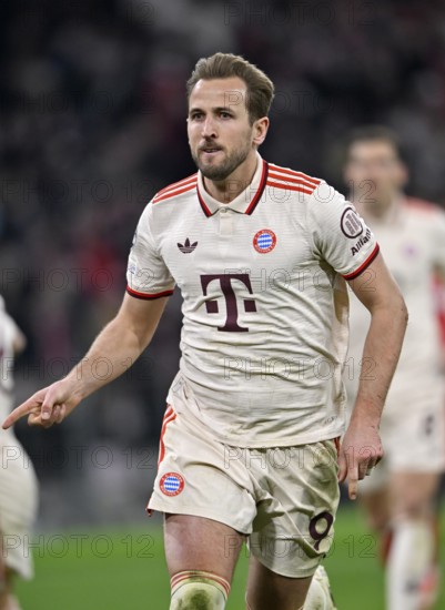 Goal celebration Harry Kane FC Bayern Munich FCB (09) UEFA Champions League Allianz Arena, Munich, Bavaria, Germany, Europe