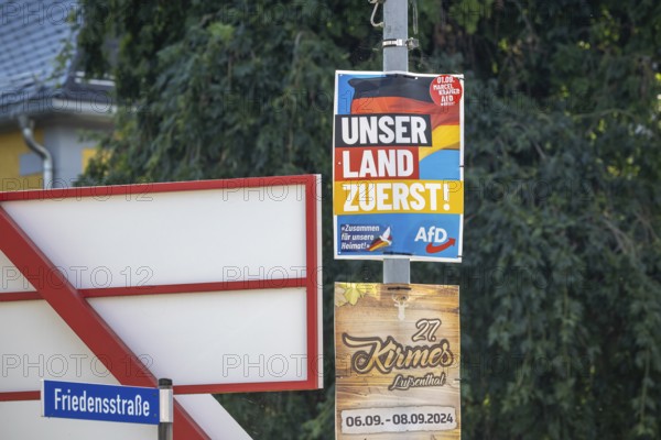 State election in Thuringia. Days after the election, the election posters of the Alternative for Germany (AfD) party are still up in Ohrdruf. The Thuringia state organisation with its co-spokesman Björn Höcker is considered to be right-wing extremist. Ohrdruf, Thuringia, Germany, Europe