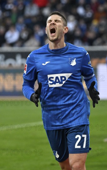 Andrej Kramaric TSG 1899 Hoffenheim (27) disappointed, screams, PreZero Arena, Sinsheim, Baden-Württemberg, Germany, Europe
