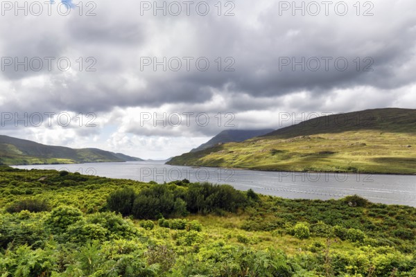 Killary Harbour, fjord, rain clouds, Connemara National Park, Galway, Wild Atlantic Way, Ireland, Europe