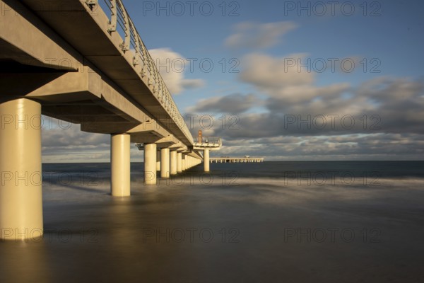 New pier in Prerow, at 720 metres the longest pier on the Baltic Sea, Prerow, Mecklenburg-Vorpommern, Germany, Europe