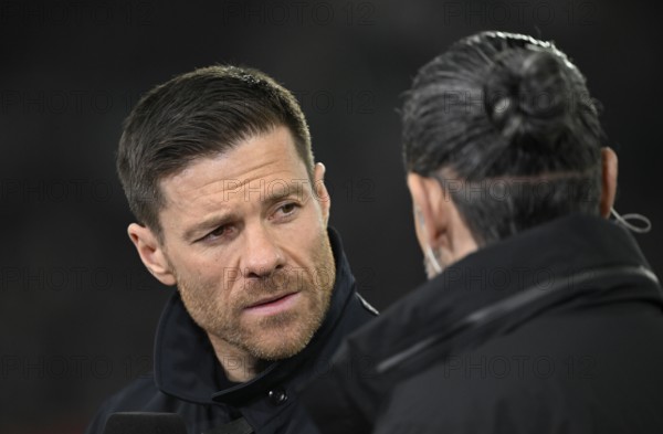 Coach Xabi Alonso Bayer 04 Leverkusen Portrait in an interview DAZN reporter Daniel Herzog MHPArena, MHP Arena Stuttgart, Baden-Württemberg, Germany, Europe