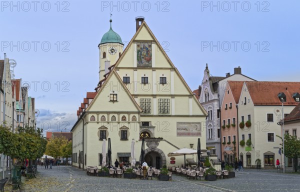 Upper market and historic town hall in the old town centre of Weiden in der Upper Palatinate. Weiden oPf, Bavaria, Germany, Europe