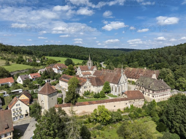 Bebenhausen Monastery and Palace, former Cistercian Abbey, aerial view, district of Tübingen, Baden-Württemberg, Germany, Europe