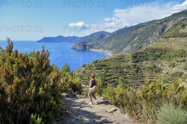 Hiking trail from Riomaggiore to Manarola, Cinque Terre, Province of La Spezia, Liguria, Italy, Europe