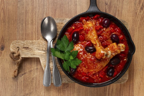 Pollo alla romana, Roman chicken, homemade, no people