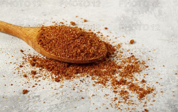 Svan salt, wooden spoon, spices of Georgia, Georgian traditional cuisine