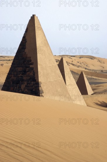 Pyramids of Meroe, Begarawiyah in the Nubian desert of Sudan, North Africa