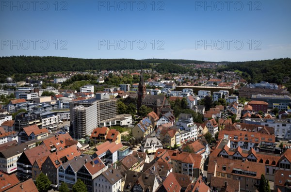 View of the old town with St Paul's Church, town hall, Heidenheim an der Brenz, Baden-Württemberg, Germany, Europe