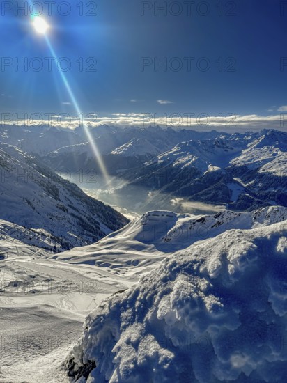 Snow-covered winter landscape in the Silvretta Montafon ski area in Vorarlberg, Austria, Europe