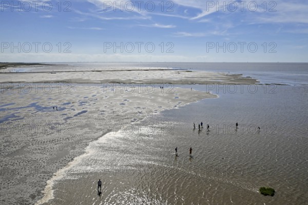 Wadden Sea seen from the lighthouse Obereversand, Dorum-Neufeld, Wurster North Sea coast, Lower Saxony, Germany, Europe