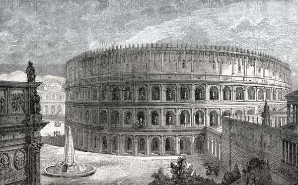 The Colosseum, ancient Amphitheatre, Rome, Italy, Reconstruction, Europe