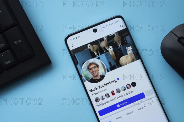 Mark Zuckerderg Facebook account on the smartphone