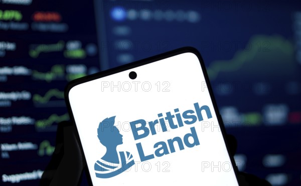 British land logo is displayed on smartphone. British Land is one of the largest property development and investment companies
