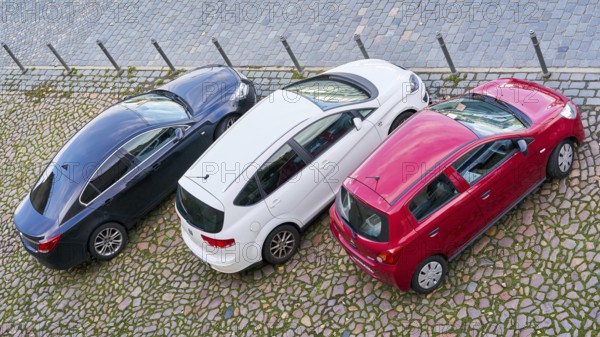 Cars parked in a car park in the city centre of Dresden